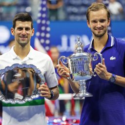 Daniil Medvedev defeating Novak Djokovic