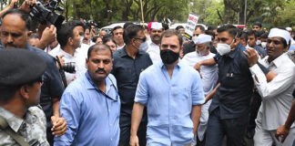 ਨੈਸ਼ਨਲ ਹੈਰਾਲਡ ਮਨੀ ਲਾਂਡਰਿੰਗ ਮਾਮਲੇ ‘ਚ ਈਡੀ ਵੱਲੋਂ ਕਾਂਗਰਸੀ ਆਗੂ ਰਾਹੁਲ ਗਾਂਧੀ ਤੋਂ ਪੁੱਛ ਪੜਤਾਲ, ਕਾਂਗਰਸੀ ਆਗੂਆਂ ਅਤੇ ਵਰਕਰਾਂ ਵੱਲੋਂ ਸ਼ਕਤੀ ਪ੍ਰਦਰਸ਼ਨ